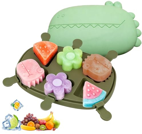 Eisformen Eis am Stiel Silikon, 6 Zellen Eisform mit Stiel und Deckel | BPA-frei, Mini Eisförmchen Popsicle Formen,Wiederverwendbar,Selbstgemachte Eis am Stiel Sind für Sommer,Partys