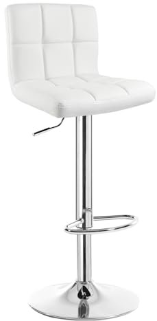 WOLTU 1 x Barhocker Barstuhl Tresenhocker Stuhl drehbar und höhenverstellbar Tresen Hocker Kunstleder Weiss 9108-1