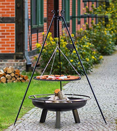 Set - Schwenkgrill 1,80m mit Kurbel incl. Ø70cm Grillrost und Ø80cm Feuerschale 342