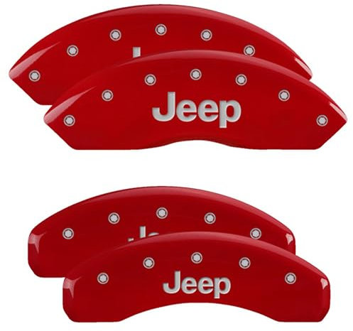 42018SJEPR Bremssattelabdeckungen für Jeep, Rot, 4 Stück