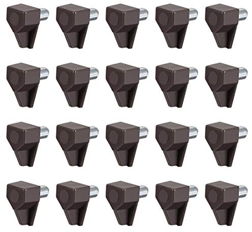 sourcing map 50pcs Plastic Shelf Support Pegs,5mm Cabinet Shelf Clips,Shelf Hoder Steel Pin Peg,Brown Bracket Style,for Kitchen Furniture Book Shelves Supplies