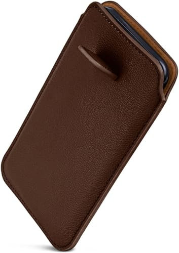 ONEFLOW Liberty Case für iPhone 11 Handy Einsteckhülle mit Rückzugfunktion, PU Leder Handytasche, Schutzhülle mit Lasche, Sleeve Etui Hülle zum Einstecken, Dunkelbraun