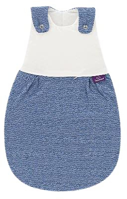 Träumeland S0103707 Ganzjahresschlafsack LIEBMICH mit doppelt regulierbarer Belüftung und Naturfaser Tencel, Design Wellenmeer, Größe 80/86, blau