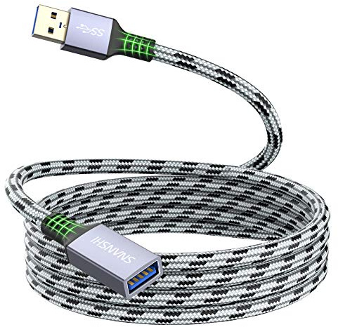 SNANSHI Short USB3.0 Extension Cable 0.6m Nylon Braided USB 3.0 Extender Cord USB Male to Female Extension Cable Compatible for USB Flash Drive, Card Reader, Hard Drive,Keyboard, Printer, Playstation