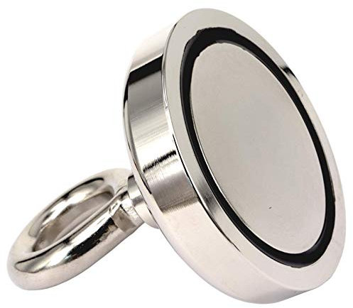 110 KG Neodym Bergemagnet - Super Starker 50mm Ösenmagnet - Gewinde Öse Magnetfishen - Neodymium Power Topfmagnet Stark Flachgreifer mit Öse