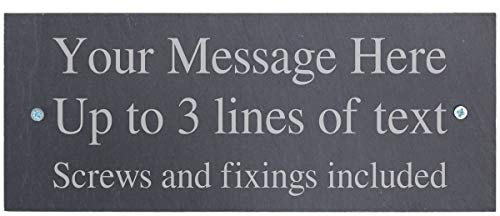 Personalised Natural Slate House Shed Door Garden Yard Sign Home Gate Plaque with wall fixings - 25x10cm