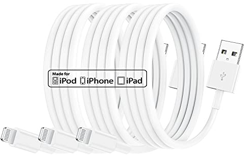 3 Pack Apple MFi Certified iPhone Charger Cable 1m, Apple Lightning to USB Cable Cord 1 metres Fast Charging Apple Phone Long Chargers for iPhone13/12/12 mini/ 11/11Pro/Max/X/XS/XR/XS Max/8/7/6/iPad