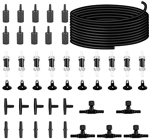 32.8 feet Aquarium Airline tubing Hose 10 air Stone for Fish Tank 10 Aquarium one Way air Check Value for Fish Tank 10 Aquarium Suction Cups 5 Each Aquarium air Controller and I T Hose connectors