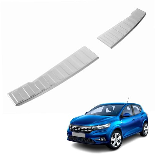 Chromemaster | Ladekantenschutz Stoßstangenschutz Kompatibel mit Dacia Sandero III/Sandero Stepway 09.2020+; Edelstahl, Gebürstet, Silber; Lackschutzleiste Sichert den Heckstoßfänger vor Beschädigung