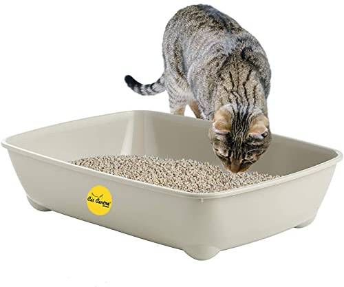 CAT CENTRE Jumbo Open Cat Litter Tray 57cm, Grey, Rounded Corners | Kitten, adult & elderly cats, portable litter pan, easy access & cleaning, indoor & outdoor use