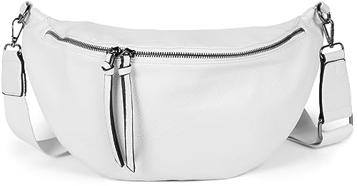 styleBREAKER Borsa a tracolla a mezzaluna per donna, con tracolla regolabile e removibile, borsa a mano monocolore 02012386, colore:Bianco