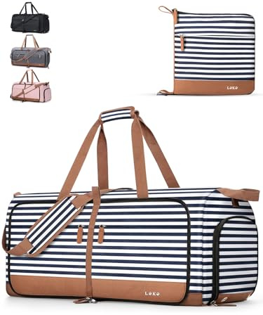 Lekesky Grand sac de voyage pour femme avec compartiment à chaussures, pliable, pour voyage, hôpital, plage, camping, Bandes, 120L