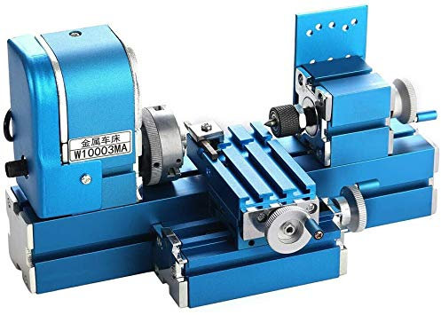 Mini Motorized Lathe Machine 24W DIY Tool Metal Woodworking Hobby Modelmaking for School General Technical Room, Science and Technology Activity Room Equipment