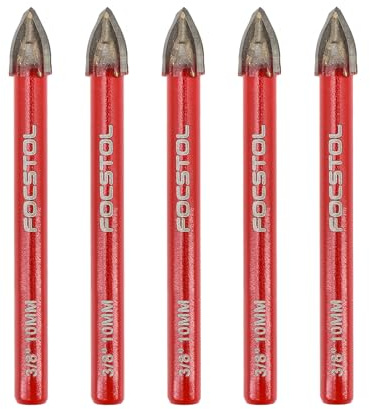 FOCSTOL Juego Brocas Seco - 5 piezas 10mm Juego Brocas Carburo con Mango Redondo para Madera Plástico Albañilería Cerámica Hormigón Mármol