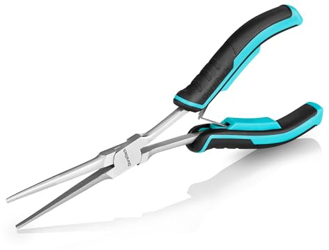 DURATECH 7 Long Reach Needle Nose Pliers, Extra Long Nose Pliers with Smooth Jaws, Small Needle Nose Pliers for Jewelry Making, Wire Bending and Small Object Gripping on Narrow Space