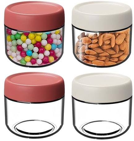 Confezione da 4 barattoli per conserve da 300 ml: vasetti per marmellata con coperchio a vite, barattoli con coperchio Overnight Oats a prova di perdite, per Overnight Oats insalata yogurt budding