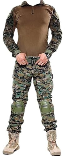 ZMIN Taktische Militär Kleidung Anzüge Uniform Ausbildung Camo Jagd Hemden Hosen Paintball Sets Militär Hosen Männer Digital Woodland XXL