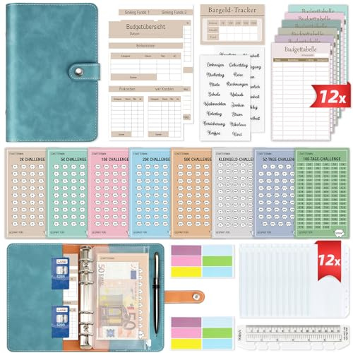 2024 Budget Planner tyska – bugetplanerare tyska startset med 8 sparbössor – finansplanerare hushållsbok – pengar arrangör sparbuch – Cash Stuffing – Budget Binder A6 – Spara med kuvertmetod