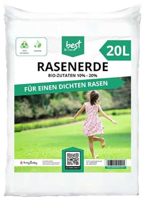 Best For Home Rasenboden | Bio-Zutaten: 10% - 20% für Einen Gesunden und Nachhaltigen Rasen | Torffreie Rasenerde 20l | Umweltfreundliche Rasenerde für Zuhause