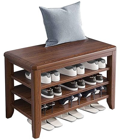 KaBuea Schmale Eingangsbank aus massivem Holz, Flurbank mit Stauraum und Sitzgelegenheiten, Ottomane für kleine Räume, Schuh-Organizer, Schrank, schmal