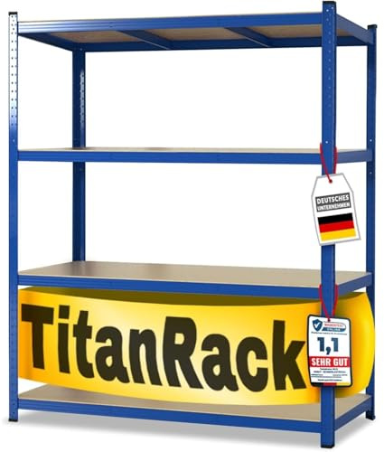 KARAT Schwerlastregal XXL, blau 200 x 180 x 60 cm, Lagerregal für Garage, Keller und Werkstatt - Steckregal, Weitspannregal, Kellerregal, Werkstattregal (TitanRack Big)