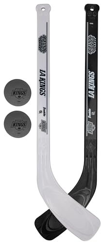 Franklin Sports LA Kings NHL Mini Hockey Stick Set - NHL Team Knee Hockey Stick and Ball Set - Two Players - Great Toy for Kids
