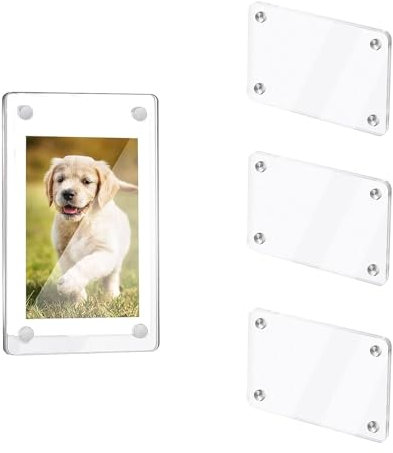 DEANKEJI Da 4 a 8 Pezzi Cornice Magnetica, 7 x 12 cm Calamite Personalizzate, Fronte-Retro Trasparente, Acrilico Portafoto Calamita, Portafoto Trasparente, Mini Cornice per Foto, per Foto, Cartoline