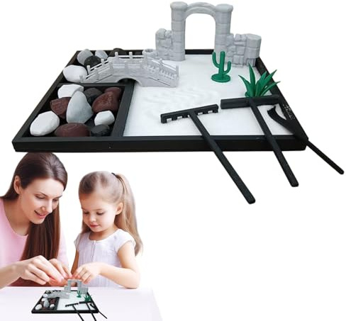 Zen Garden Meditation for Office, Zen Garden Kit for Office - Small Japanese Office Zen Garden - Japanese Table Rock Sand Zen Decor, Small Zen Meditation Garden Kit for Ho