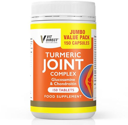 Vit Direct - Turmeric Joint Capsules - Jumbo Pack - 150 Capsules - Joint Care Supplements - with Glucosamine & Chondroitin - Improve Overall Joint Health - Pain Relief - Cartilage Protection