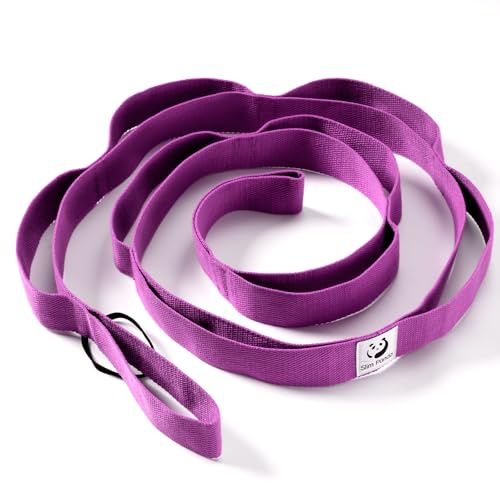 Slim Panda Cintura da yoga con fascia con 10 passanti non elastica, 180 cm fascia per stretching per fisioterapia yoga stretching, pilates riabilitazione flessibilità