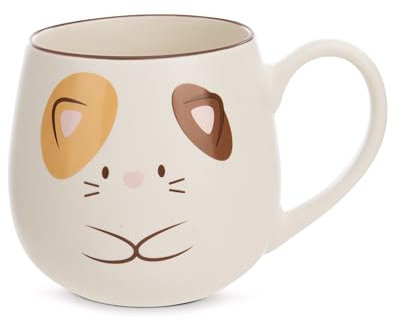 NICI mymochi Gata Angy Take a Break de 400 ml, 8 x 9 cm, Blanca, Taza Porcelana con asa Bebidas frías y Calientes, café, té, Leche, Cacao, 61829, Color