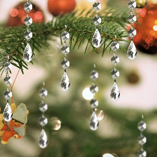30 Stück Weihnachtsschmuck, kristall-Baumschmuck, Acryl, klare hängende Kristalle für Tafelaufsätze, Kronleuchter, Girlande, Perlen, Hochzeit, Party, Heimdekoration