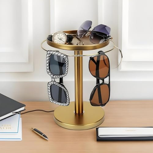 wiroouia 360° Drehbarer Metall Brillenständer, Sonnenbrillen Organizer, Brillenhalter, Sonnenbrillen Aufbewahrung, Sonnenbrillen Halter Ständer für 12 Paar Brillen Display, Geschenk für Frauen Männer