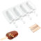 Stampi per Ghiaccioli, Silicone Stampi per Gelato, 4 Cavità Stampi per Ghiaccioli, Riutilizzabili Stampi Gelato per DIY Ghiaccioli, Gelati, Sorbetti, Torta Magnum, con 50 Stecchi Gelato Legno