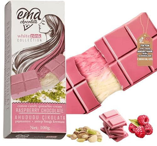 Chocolate estilo cabello de ángel | 100 g de algodón de azúcar rosa | con crema de pistacho y algodón de azúcar turco | Delicia exclusiva y tendencia en TikTok 2025