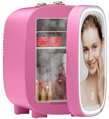 LIGIANT DF01A Mini Frigo, avec Miroir LED à Intensité Réglable sur 3 Niveaux, Faible Bruit, Chauffe & Refroidisseur, 4L Mini Frigo de Chambre Portable pour Voiture, Bureau, Camping