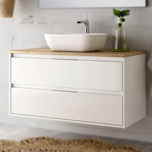 THE BATH POINT Mueble de Baño Sin Lavabo Siri Top, Blanco Brillo, Ancho de 100 cm