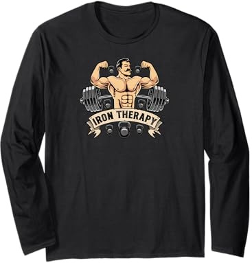 Iron Therapy Gym Workout Bodybuilding Weightlifting Lifter Long Sleeve T-Shirt
