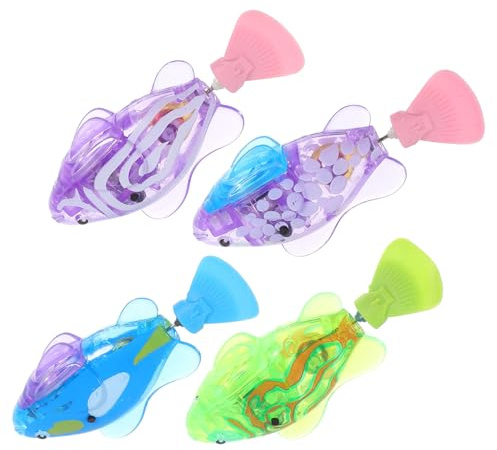 Homoyoyo Elektronisches Katzenspielzeug 4 Stück Schwimmender Fisch mit LED Licht aus Abs Interaktives Bewegungsspielzeug für Katzen und Kätzchen Drinnen Zufällige Farbe