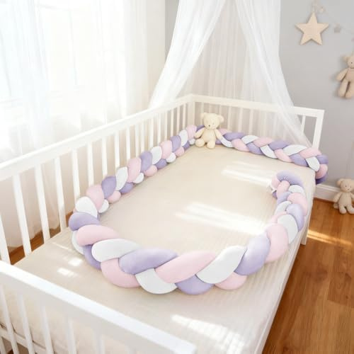 HJZPWB Cuscino Protezione Morbido Sicuro per Sponde Lettino Neonato, Treccia Paracolpi Lettino, Barriera Anticaduta A Nodo Intrecciato per Bambini,Paracolpi Antisoffoco per Lettino,A07,100cm