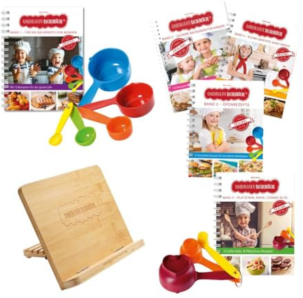 Kinderleichte Becherküche: Lieblingspaket – Band 1 bis 5 inkl. 5-teiliges Becherset & Buchständer, kinderleicht Backen und Kochen, Kinder Backbuch, Kochbuch ab 3 Jahren