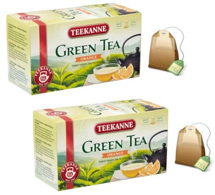 Pompadour | Tè Verde Aroma Arancia | Tè Verde Cinese Delicato Gusto Fruttato Arancia - 2 x 20 Filtri (70 Gr)