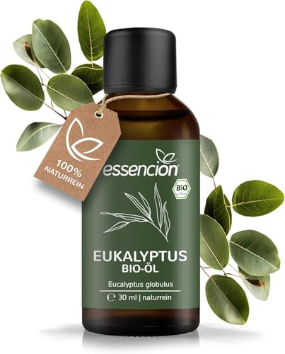 essencion BIO Eukalyptusöl 30ml | Reines ätherisches Eukalyptus Öl | 100% Natürlich geeignet gegen Erkältung zum Inhalieren & Einreiben - Duftöl - Erkältungsöl