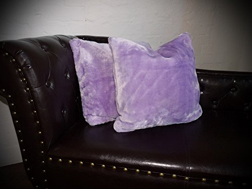 Natur-Fell-Shop Kissen Kissenhülle Dekokissen Plüschkissen - passend zu unseren Kuscheldecken - Farbe und Größe zur Auswahl (60 x 60 cm, lila/Flieder)