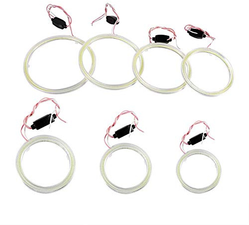 Qiilu COB Angel Eyes - Faros delanteros DRL LED con anillos de halo automático, chips COB, 70 mm