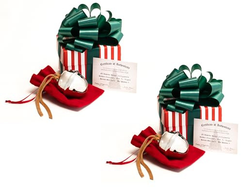 LILYDEAL Schlittenglocken-Geschenkset (2 Stück) - Klassische Weihnachtsglocken aus Leder mit rot-weißer Verpackung und Echtheitszertifikat