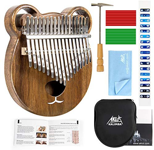 AKLOT Kalimba 17 Schlüssel Marimba Daumen Klavier Massivholz Finger Piano Mbira afrikanisches Instrument für Kinder Erwachsene mit Lernanleitung Start Kits mit Schutzhülle Stimmhammer…