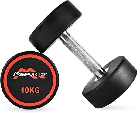 Rundhantlar Premium set med 2 | Gummi hantel beläggning 2,5–50 kg | förkromad och räfflad | Olika viktvarianter hantel (2 x 10 kg)