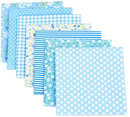 Asudaro Baumwollstoff Meterware Stoffpaket für Patchwork DIY, 7 Stück 50 x 50cm Stoffe Stoffreste Nähen Stoffe Baumwolle Tuch Patchwork-Stoff DIY Handgefertigte Nähen Quilten Stoff Blau