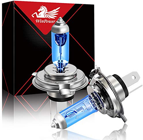 WinPower H4 60 / 55W Halogenstrålkastare 12V Motorcykel 5000K Varmvit Super Bright Hi/Lo Dual Strålkastarlampa Glödlampor, 2 delar